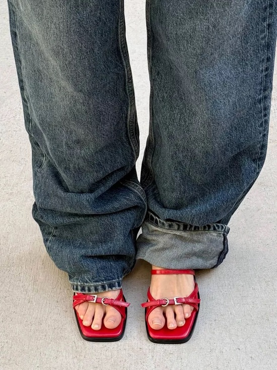 ALOHAS Shoes - Alohas Liko Rift Red Leather Sandals